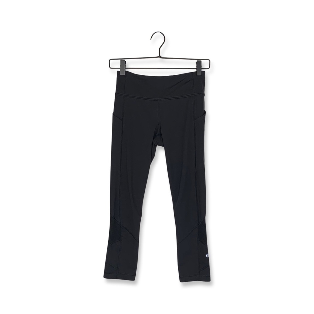 Lululemon Black Leggings with Pockets and Mesh Detailing